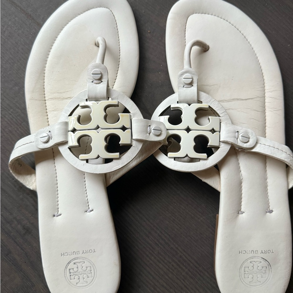 White Tory Burch Miller Sandals - Picture 2 of 5